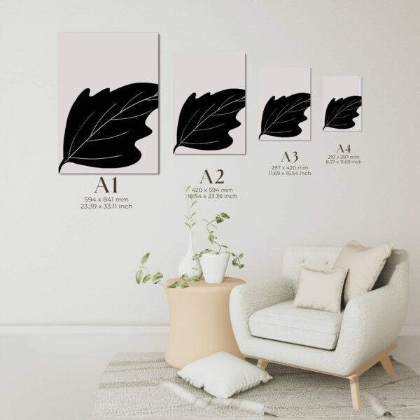 bold minimalist leaf print – black botanical wall art