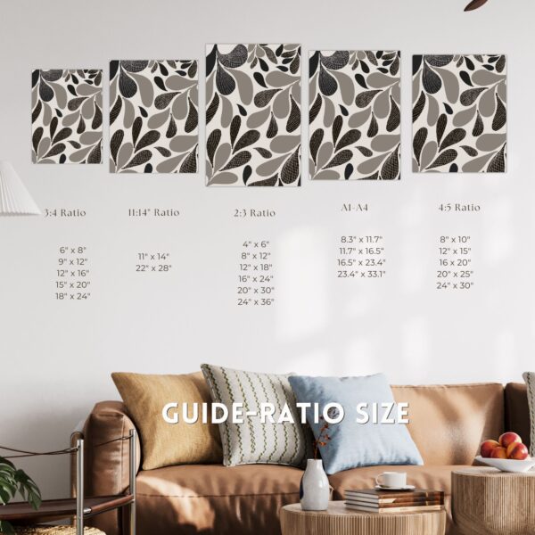 monochrome teardrop leaves | modern abstract wall art