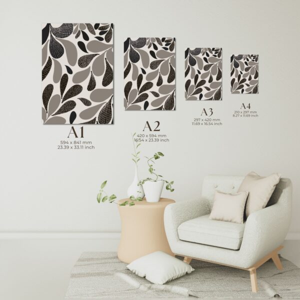monochrome teardrop leaves | modern abstract wall art