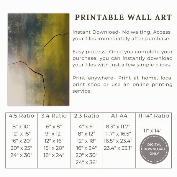 golden grunge abstract wall art | modern digital print for home decor