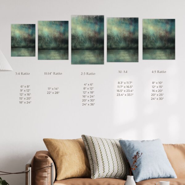 midnight forest reflections | moody abstract landscape print