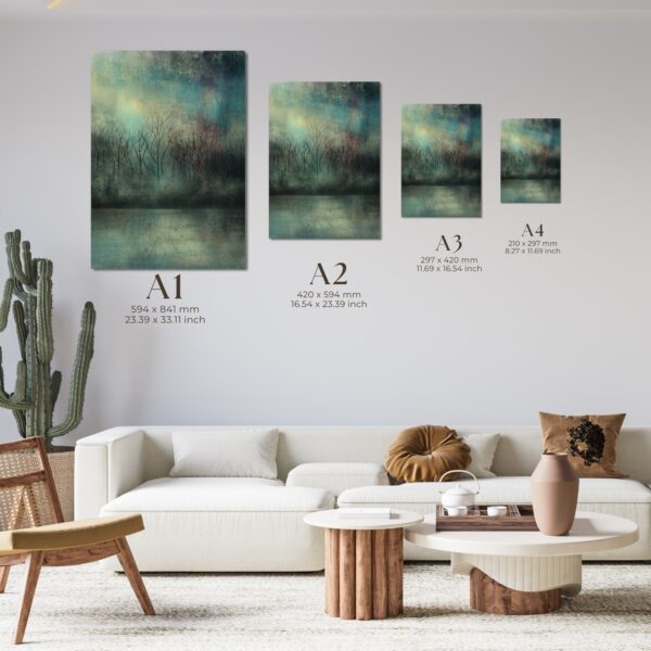 midnight forest reflections | moody abstract landscape print