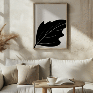 bold minimalist leaf print – black botanical wall art