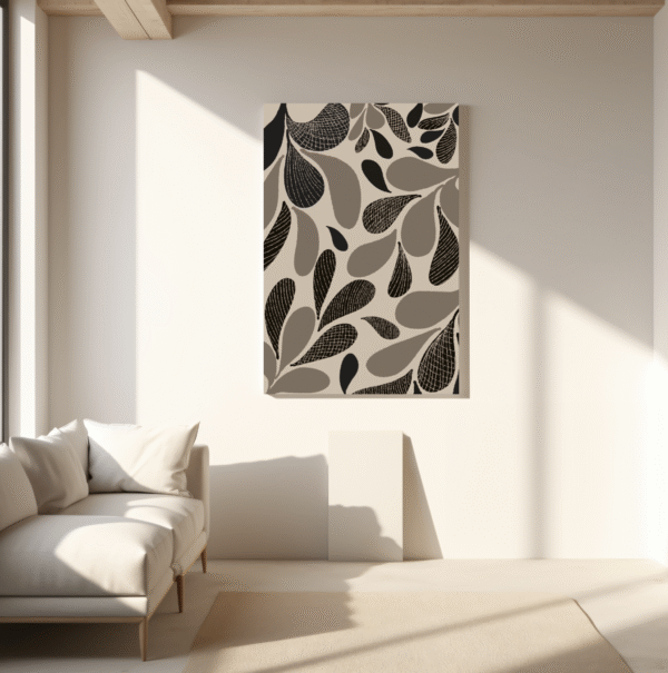 monochrome teardrop leaves | modern abstract wall art