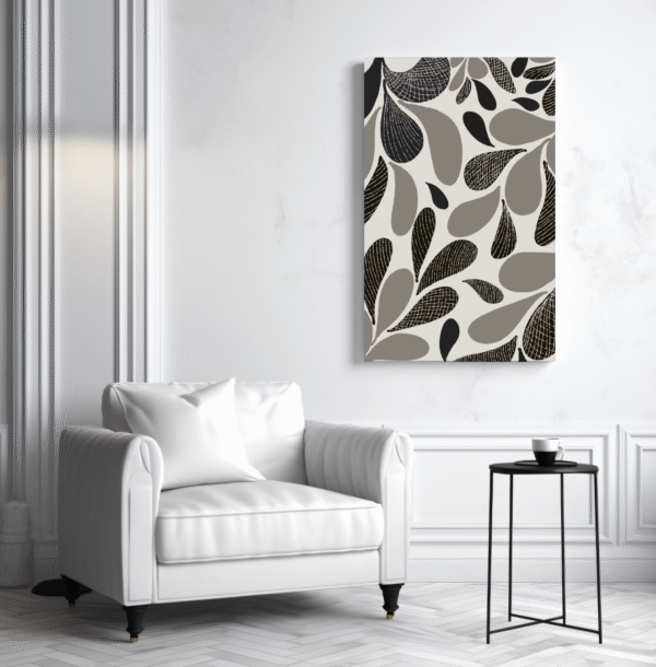 monochrome teardrop leaves | modern abstract wall art