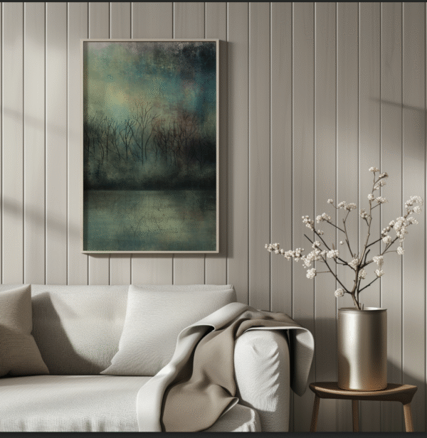 midnight forest reflections | moody abstract landscape print
