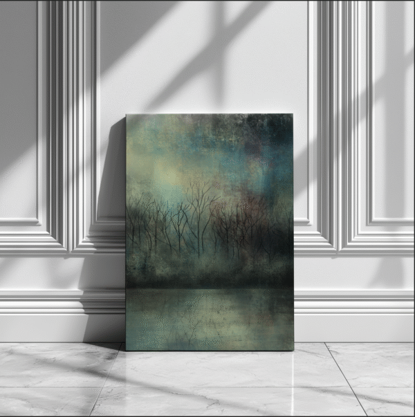 midnight forest reflections | moody abstract landscape print